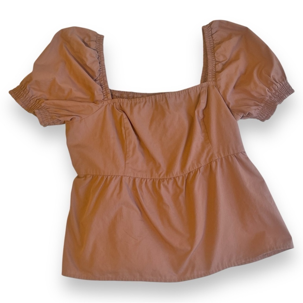 Abercrombie &‎ Fitch Puff Sleeve Peplum Crop Top in Blush Women's Large